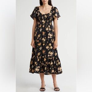 NWT Blu Pepper Floral Black Dress